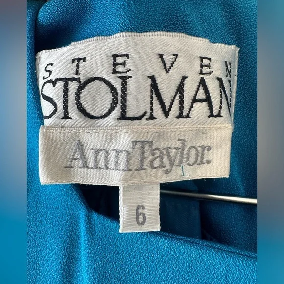 Vintage Steven Stolman - Ann Taylor Mini Dress- Button Back - Teal - Size 6 - Picture 4 of 10